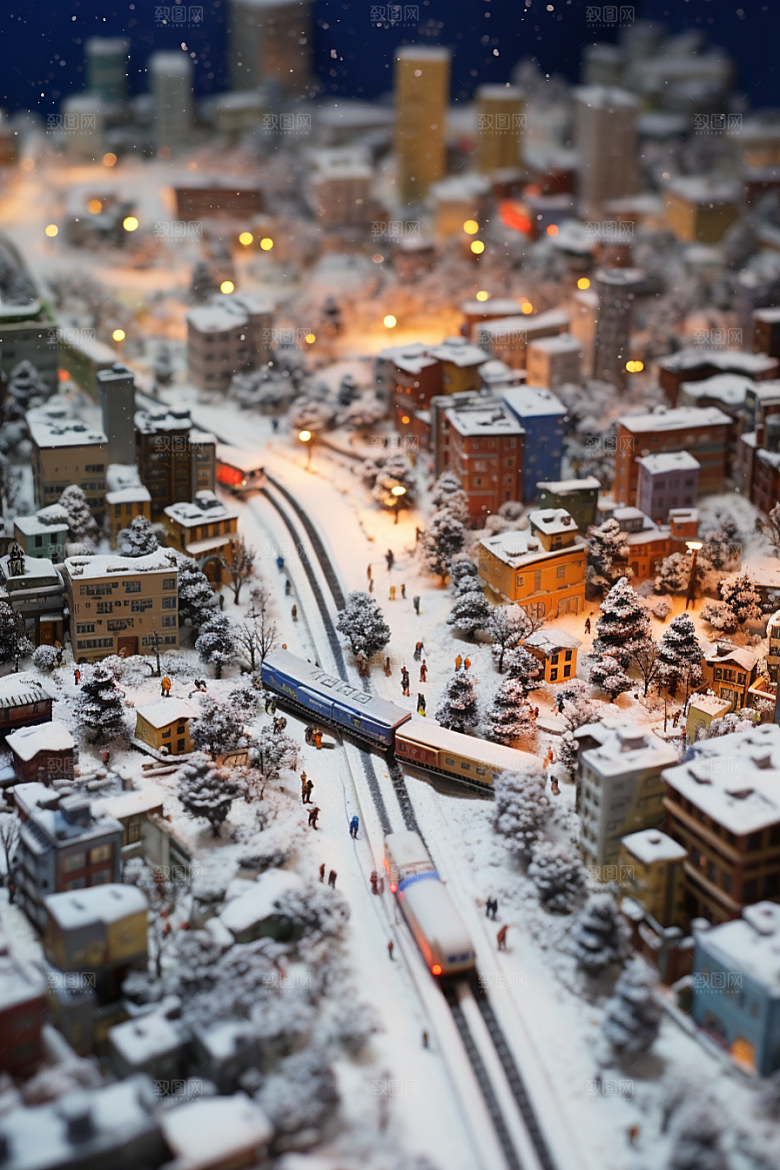 城市雪景城市街道安静原画