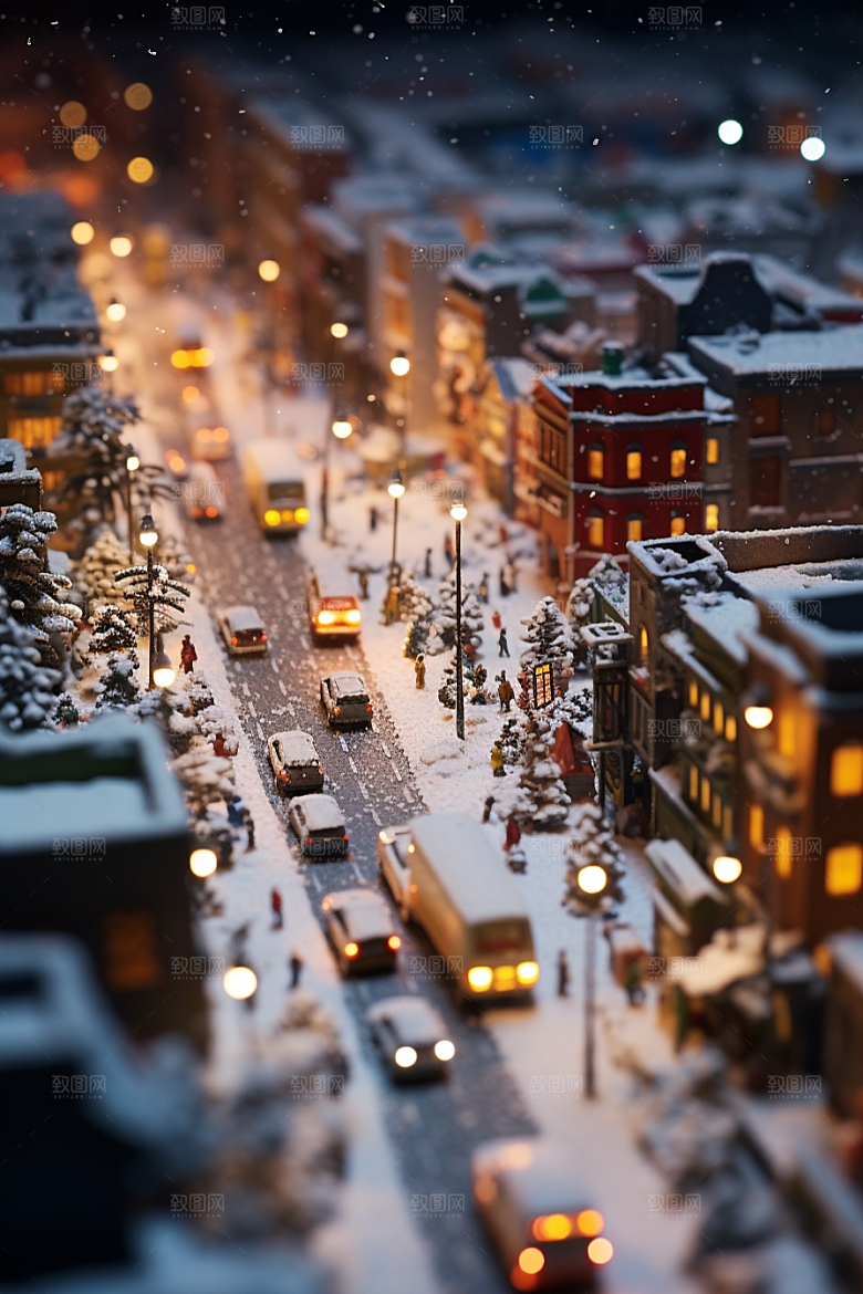 城市雪景建筑安静原画