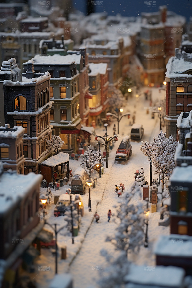城市雪景高清雪夜原画