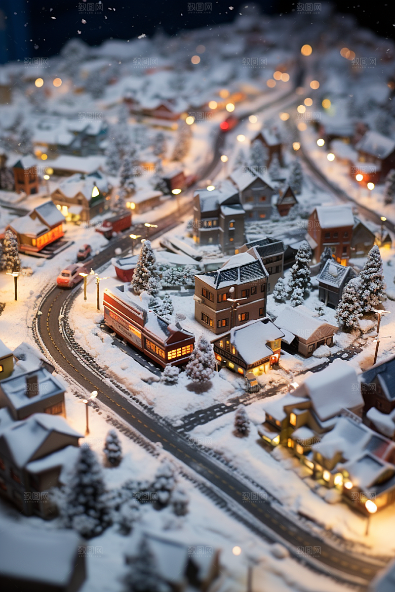 城市雪景下雪的都市建筑原画