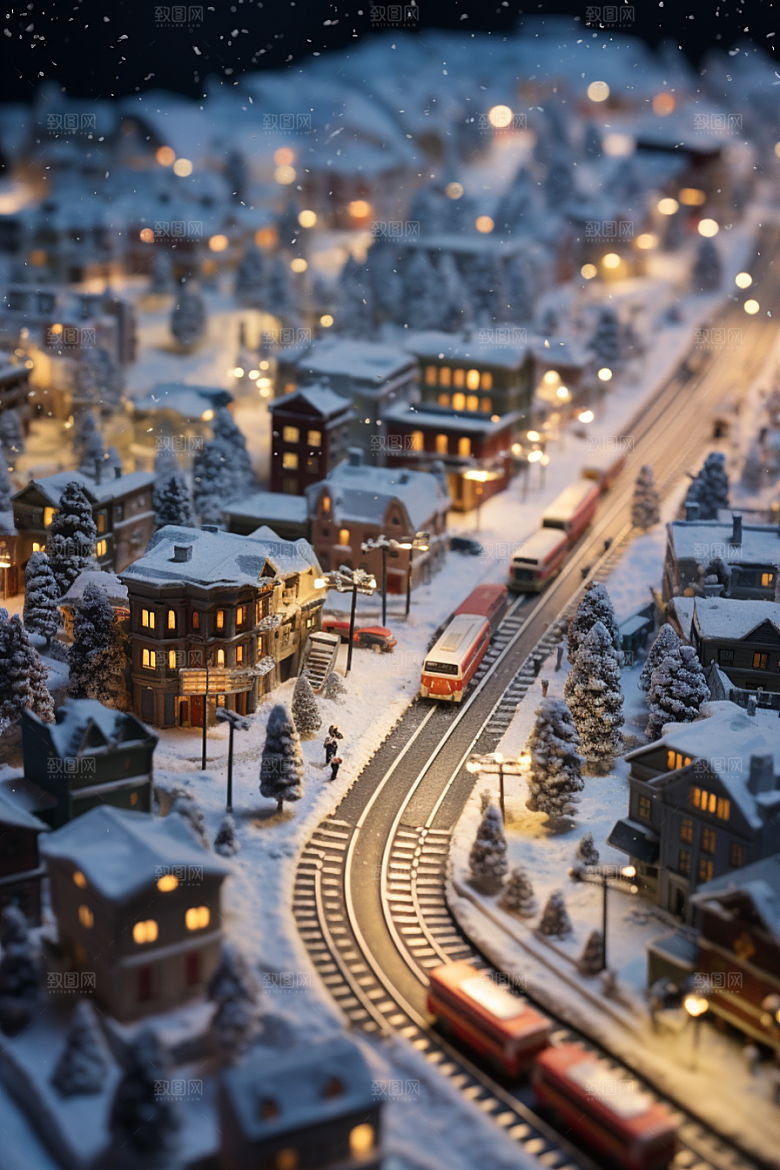 城市雪景安静城市街道原画