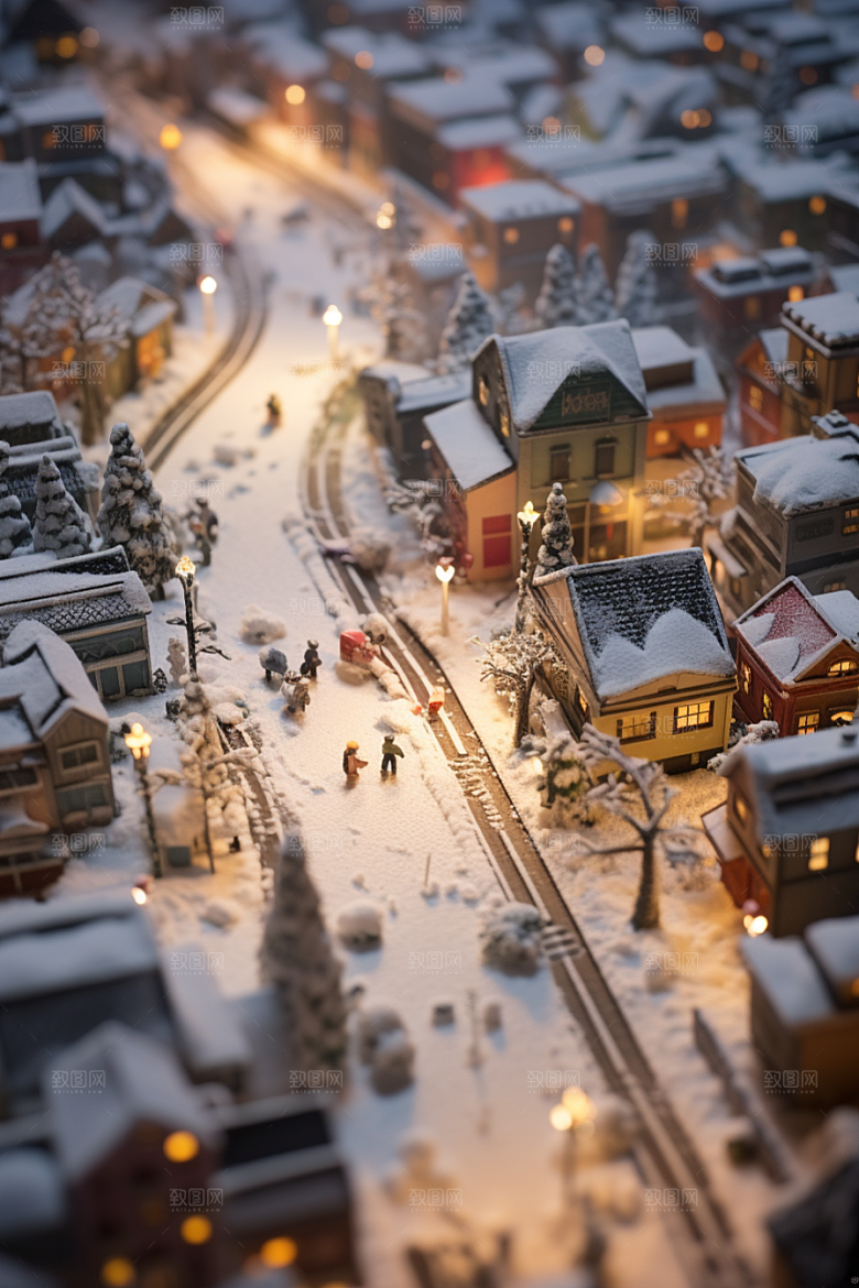 城市雪景下雪的都市静谧原画