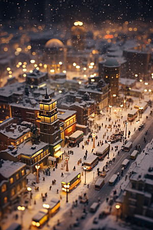 城市雪景高清建筑原画