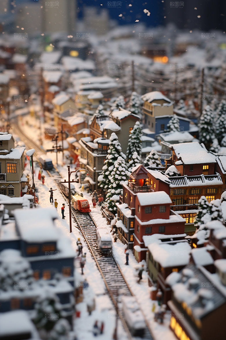 城市雪景高清城市街道原画