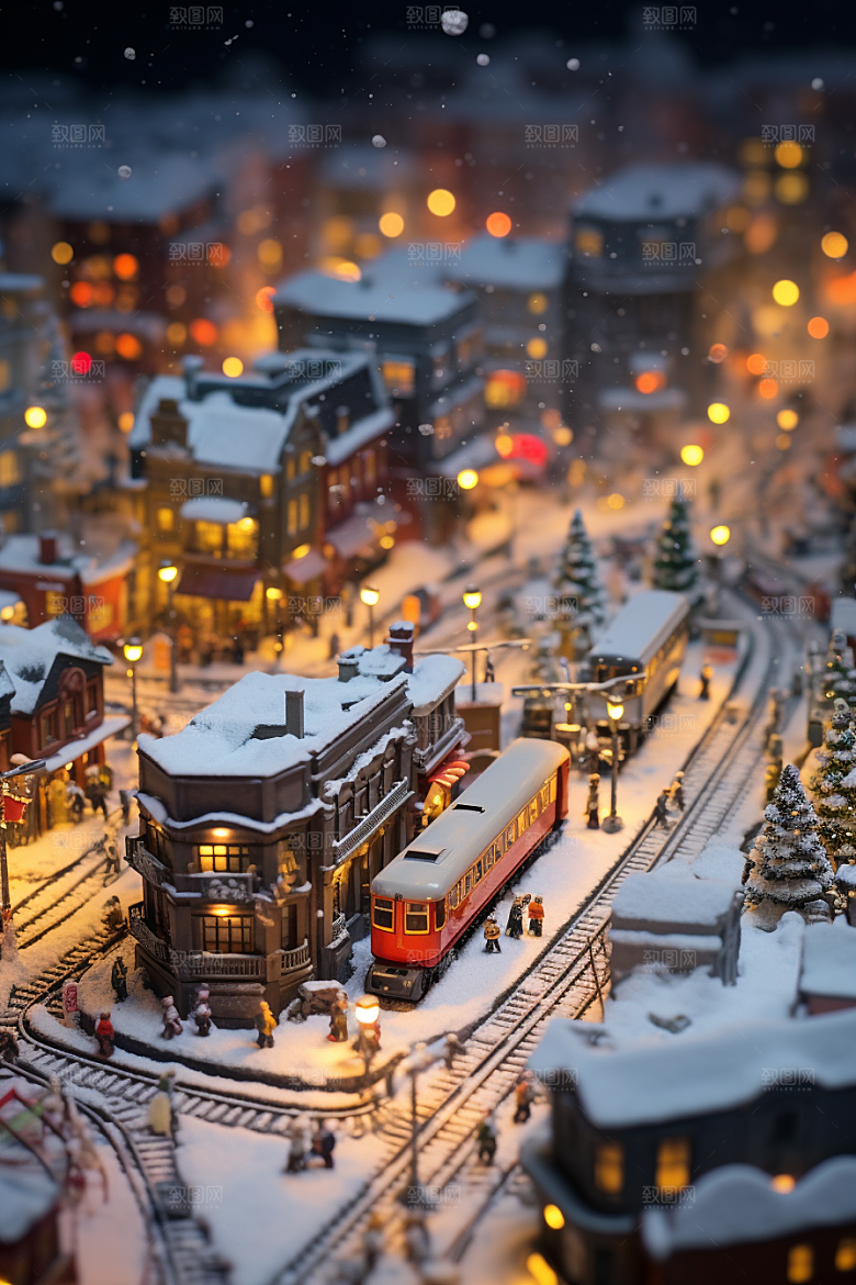 城市雪景安静雪夜原画