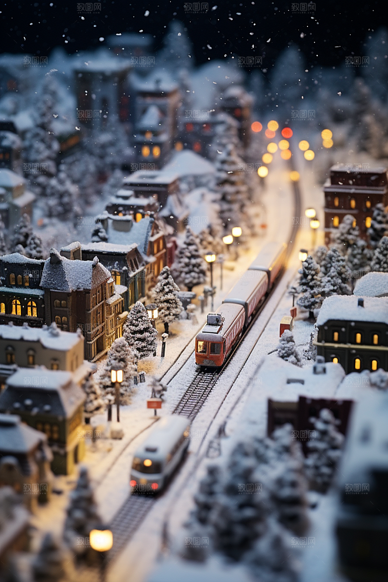 城市雪景雪夜安静原画