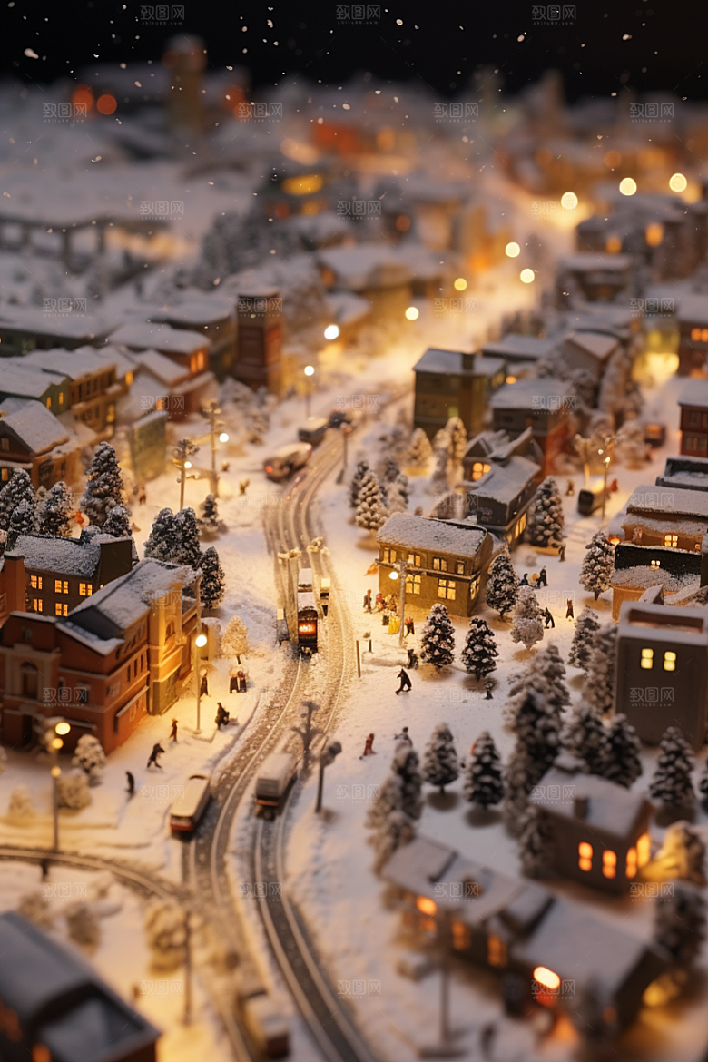 城市雪景静谧高清原画