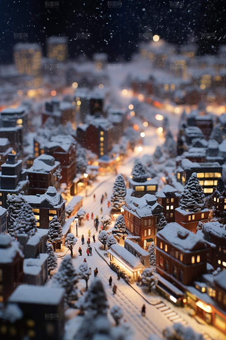 城市雪景静谧下雪的都市原画