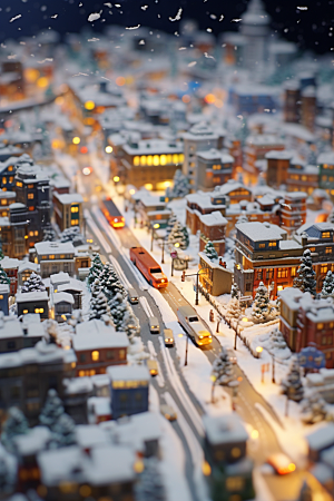 城市雪景静谧高清原画
