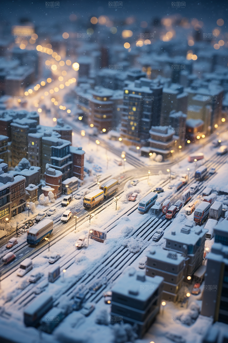 城市雪景静谧安静原画