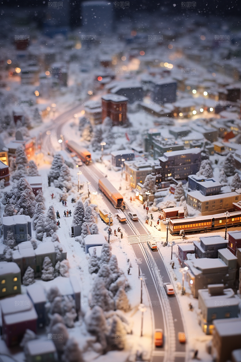 城市雪景高清静谧原画