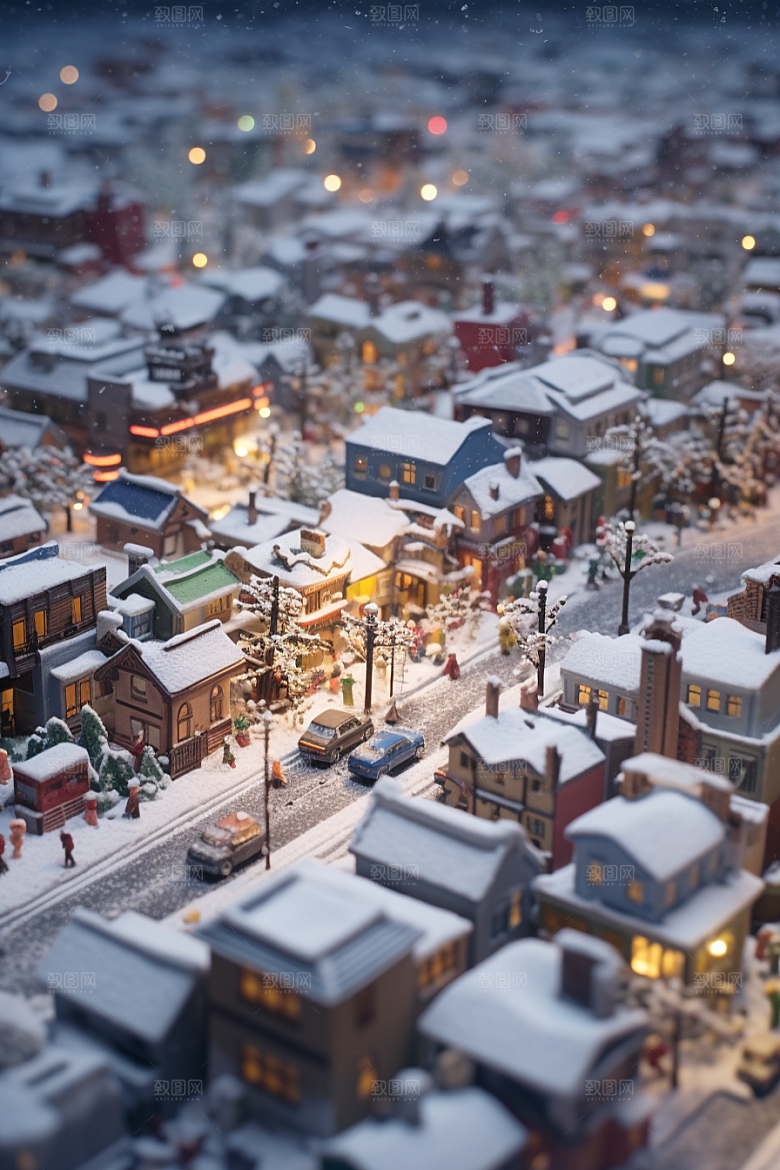城市雪景下雪的都市高清原画