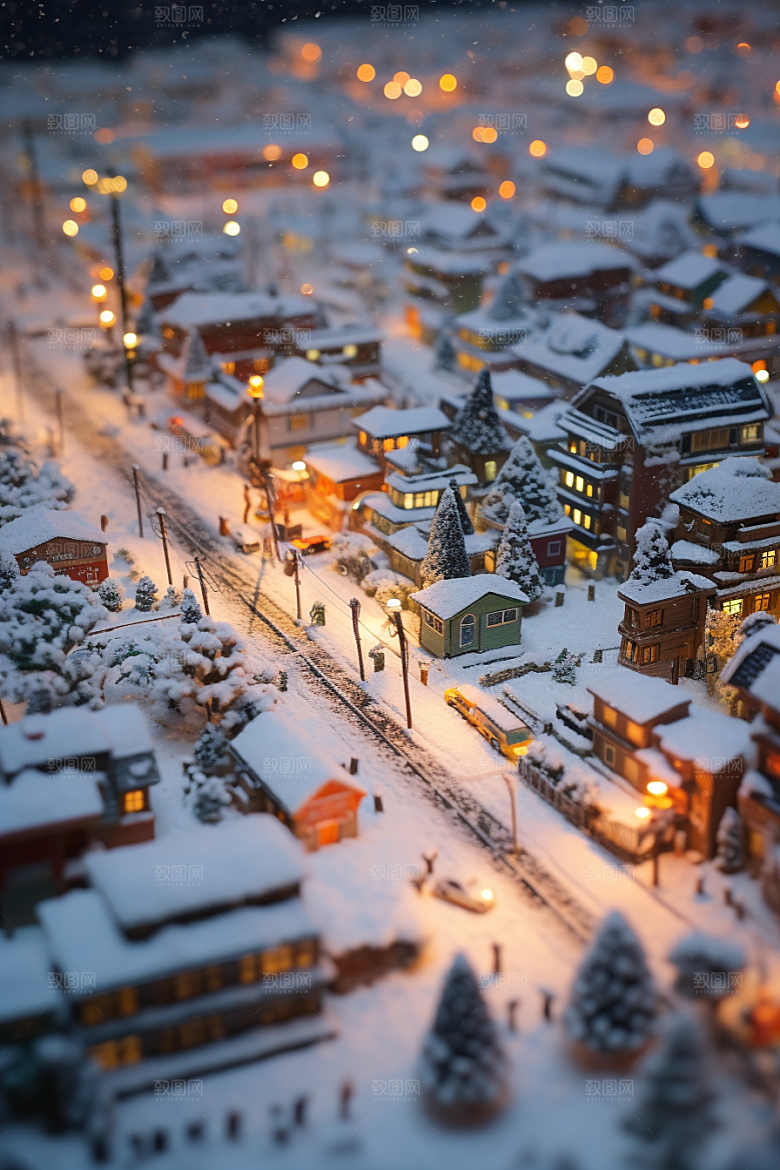 城市雪景城市街道静谧原画