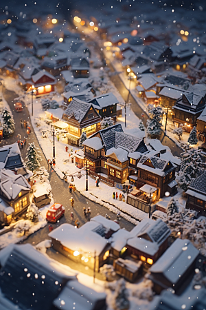 城市雪景雪夜下雪的都市原画