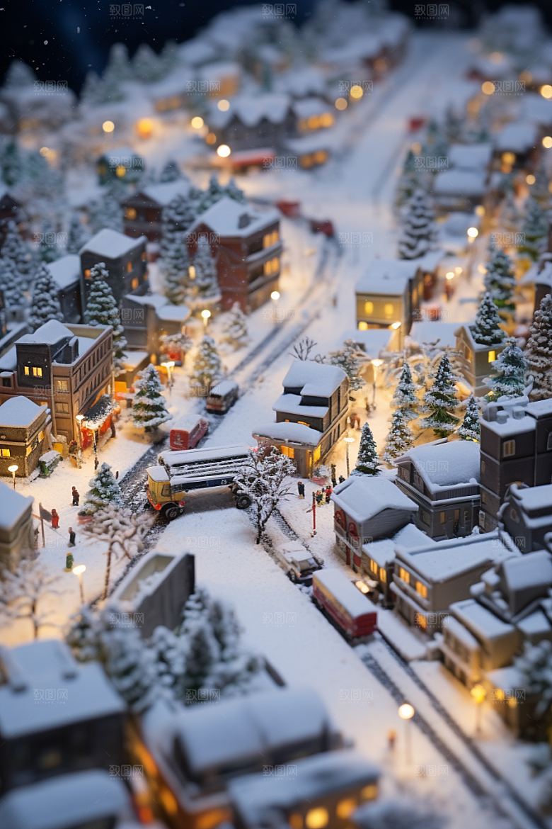 城市雪景高清雪夜原画