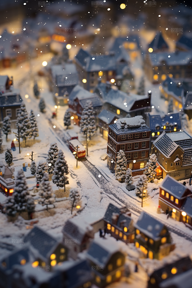 城市雪景高清城市街道原画