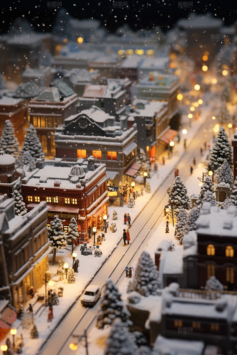 城市雪景高清建筑原画