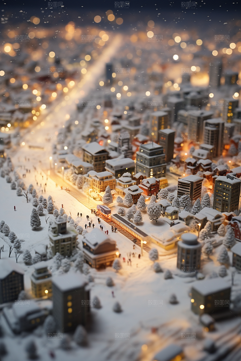 城市雪景高清下雪的都市原画
