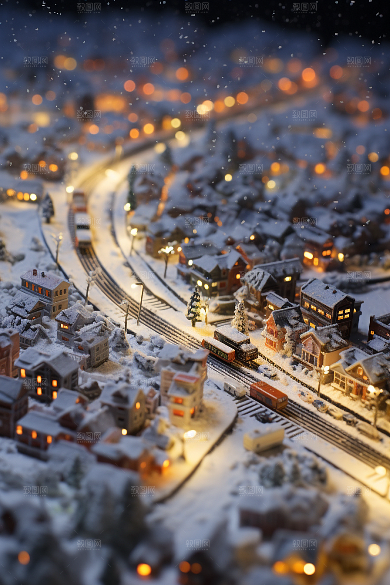城市雪景雪夜高清原画