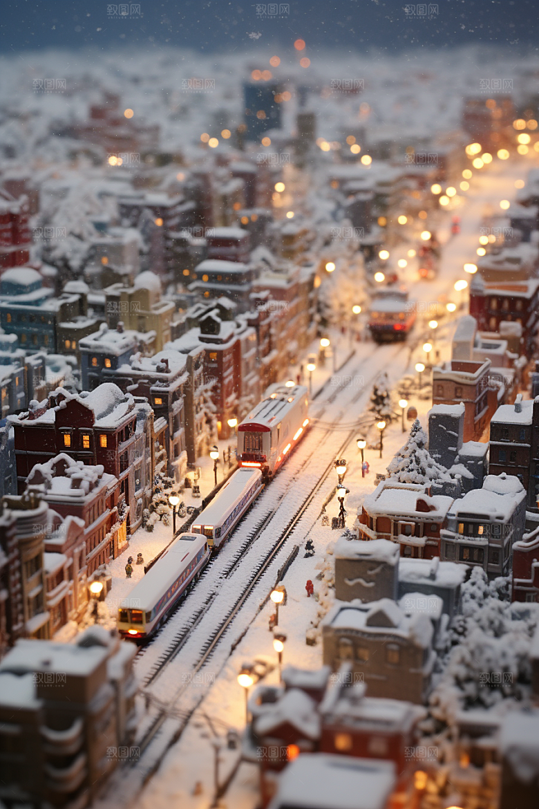 城市雪景下雪的都市雪夜原画