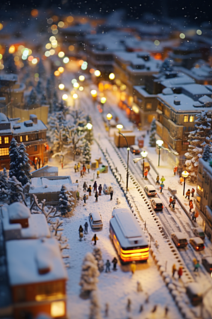 城市雪景静谧下雪的都市原画