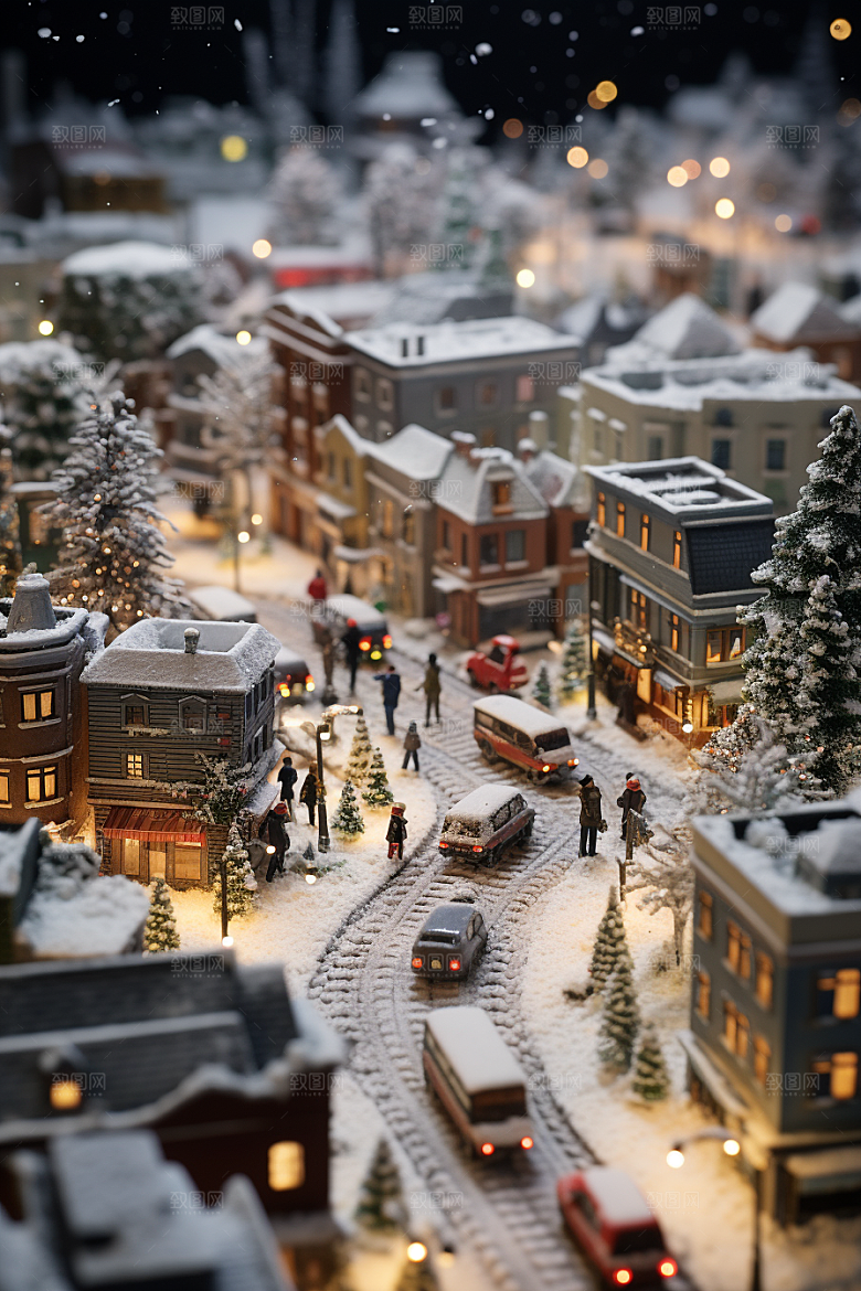 城市雪景雪夜静谧原画