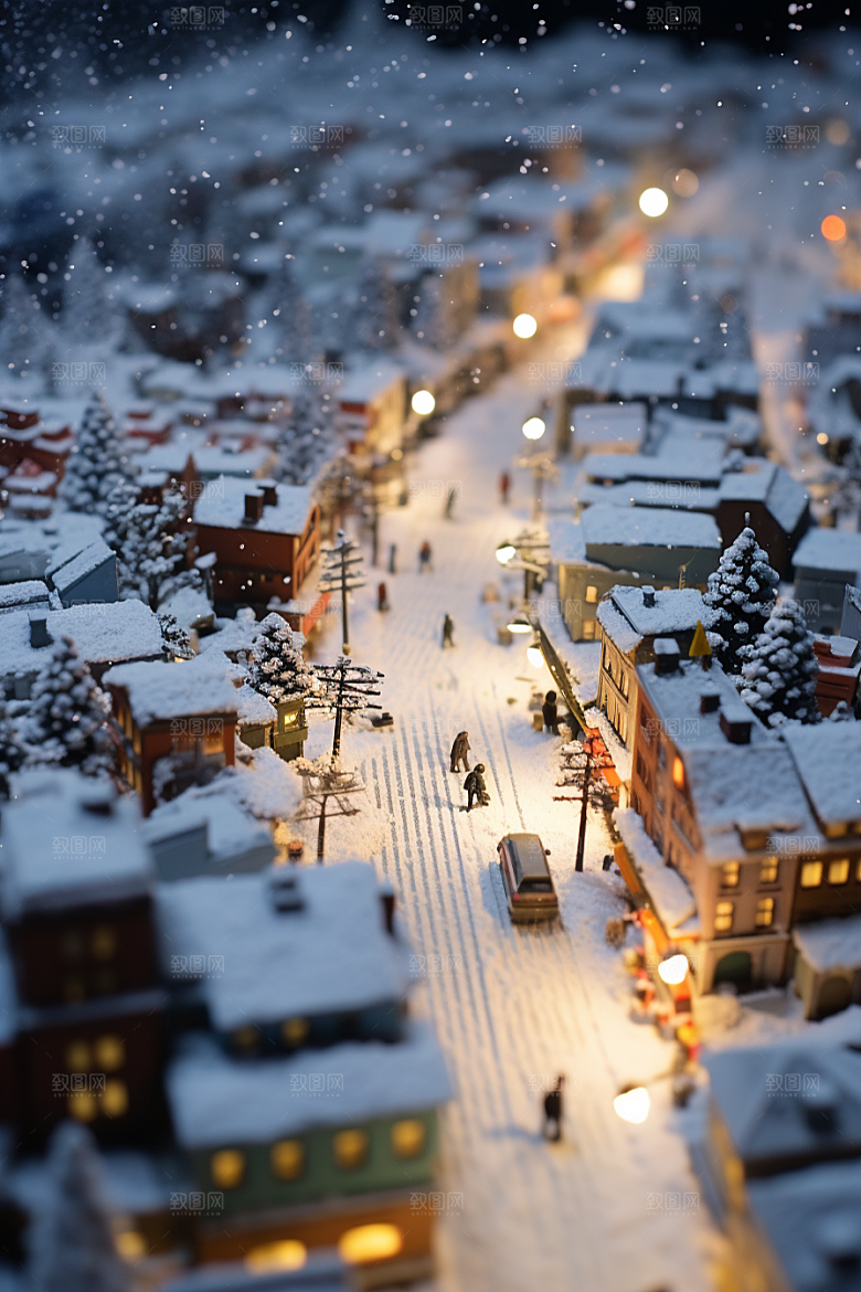 城市雪景雪夜高清原画