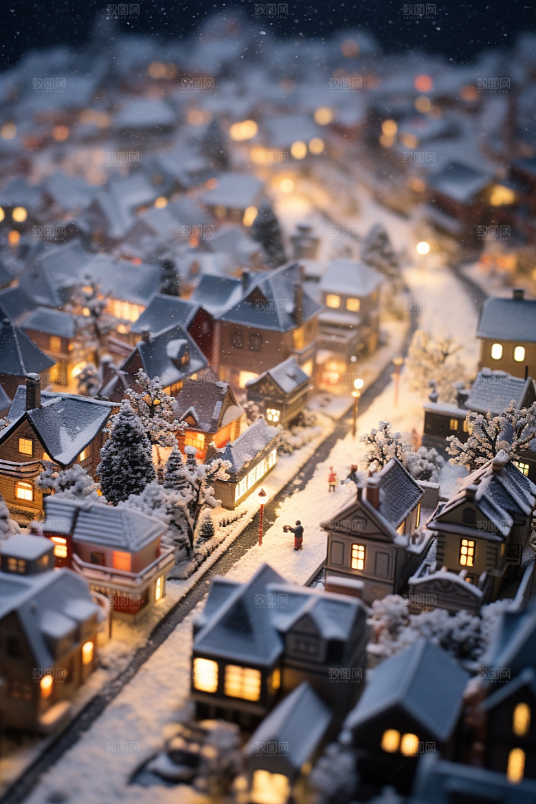 城市雪景城市街道安静原画