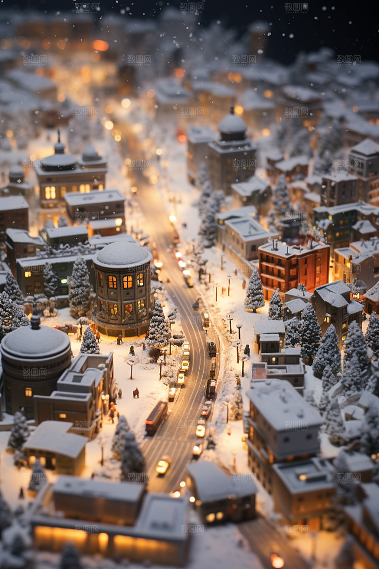 城市雪景高清静谧原画