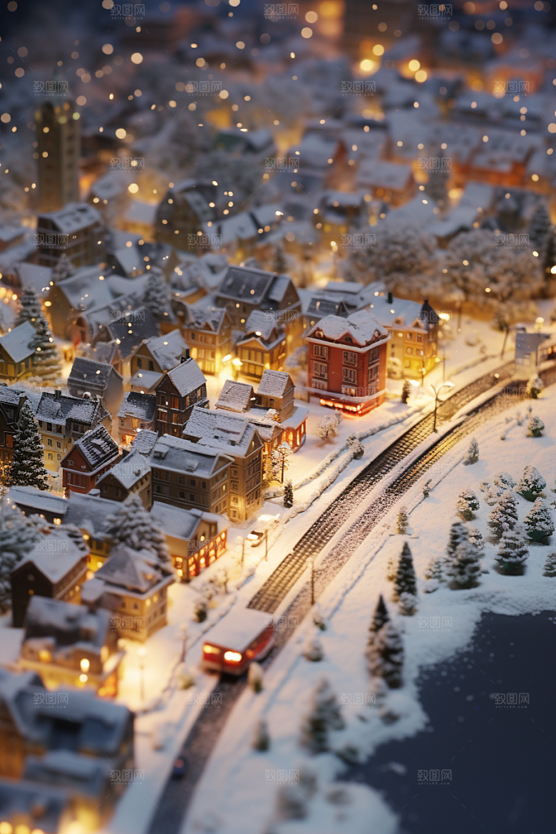 城市雪景安静静谧原画