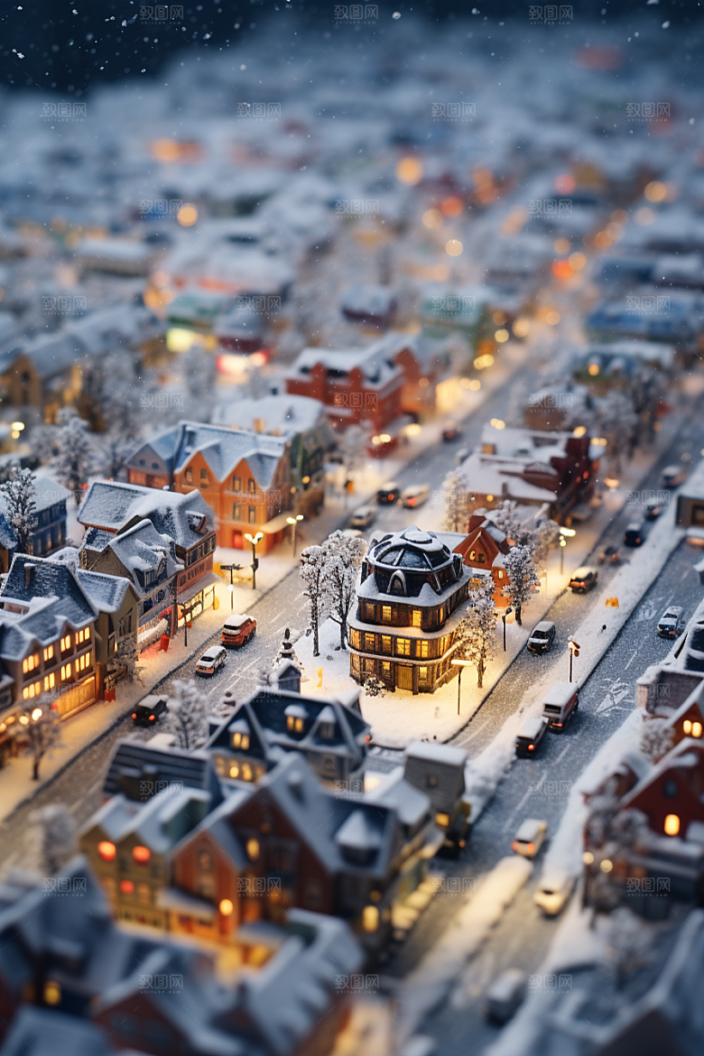 城市雪景建筑安静原画