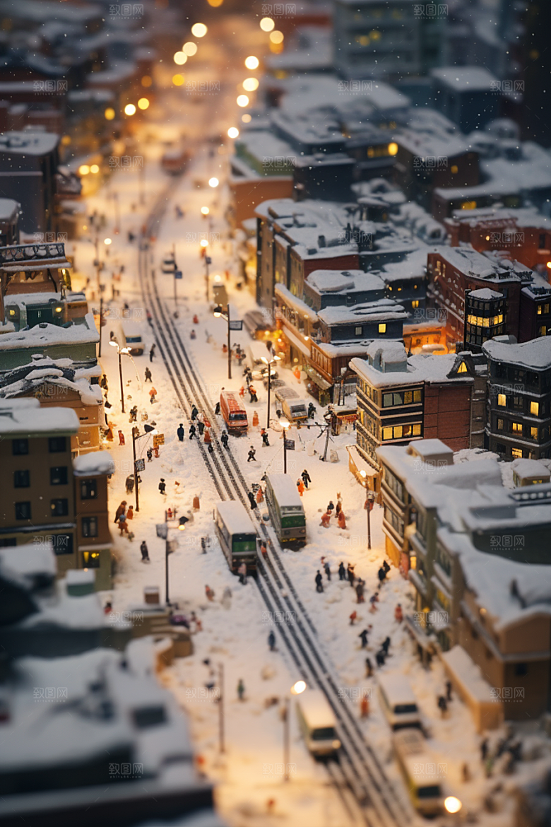 城市雪景下雪的都市高清原画