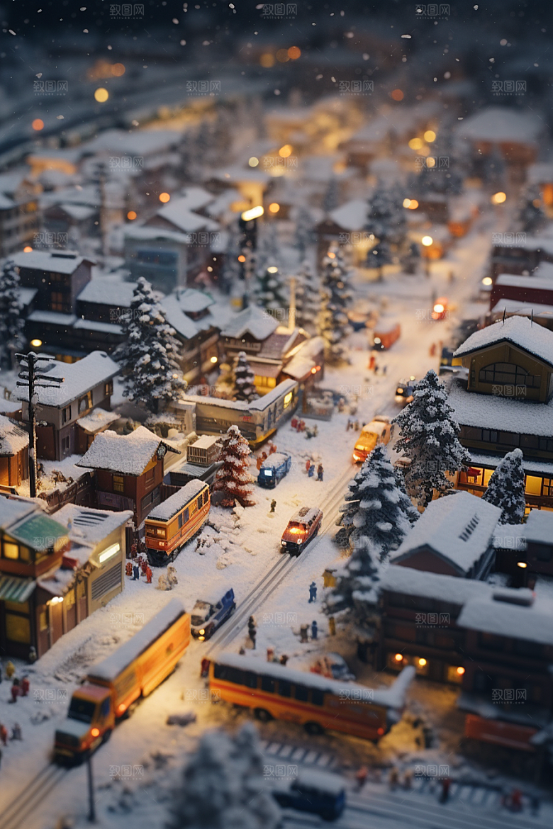 城市雪景雪夜高清原画