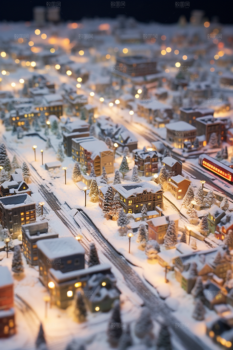 城市雪景安静城市街道原画