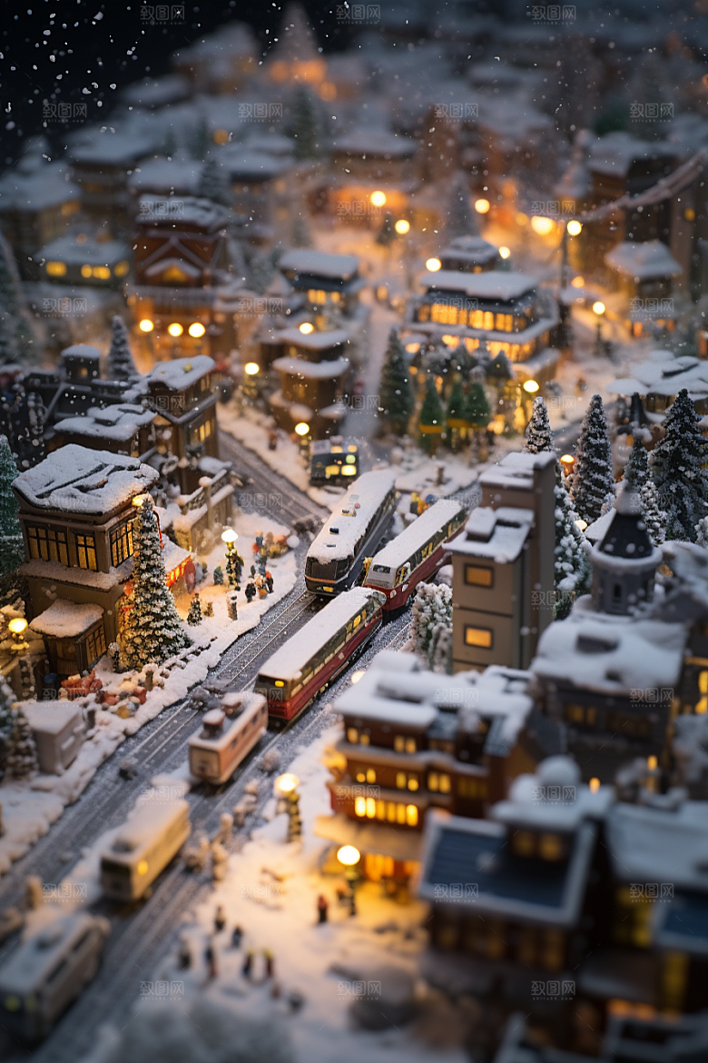 城市雪景雪夜安静原画