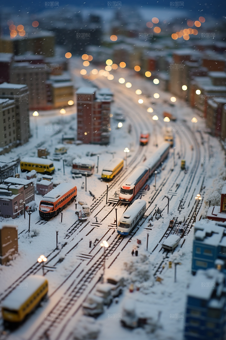 城市雪景下雪的都市雪夜原画