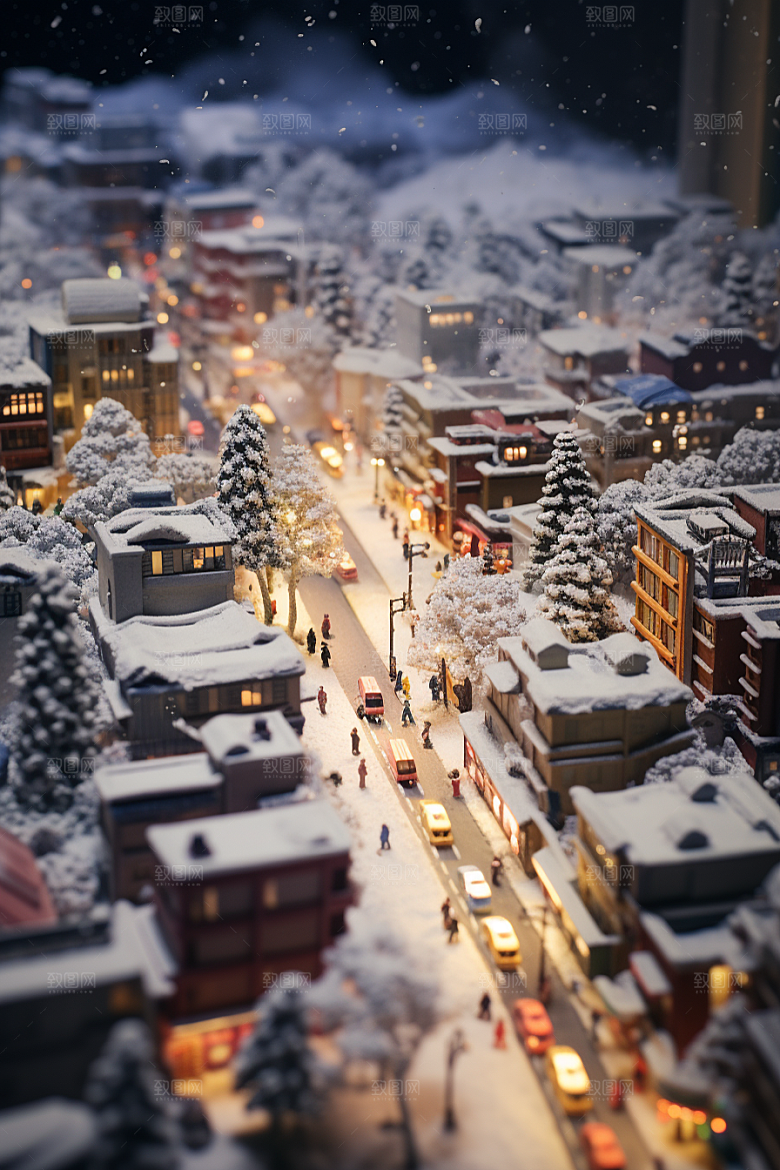 城市雪景高清建筑原画