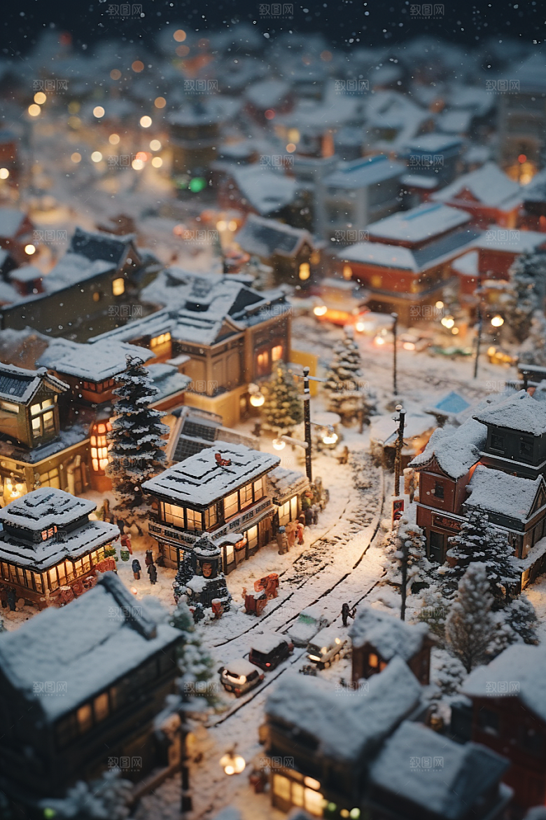 城市雪景静谧安静原画