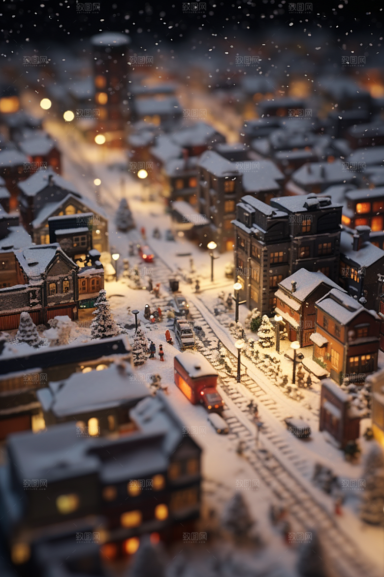 城市雪景高清城市街道原画