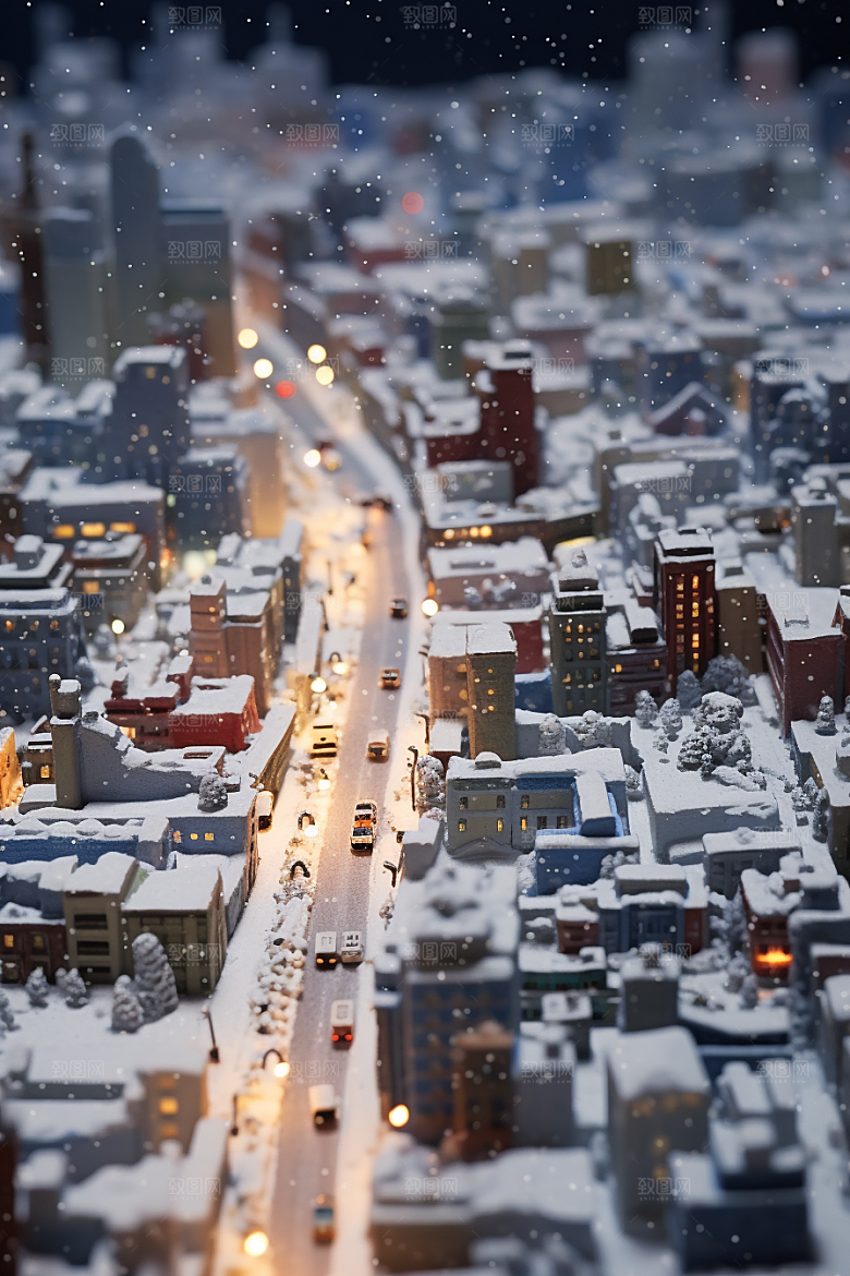 城市雪景下雪的都市雪夜原画