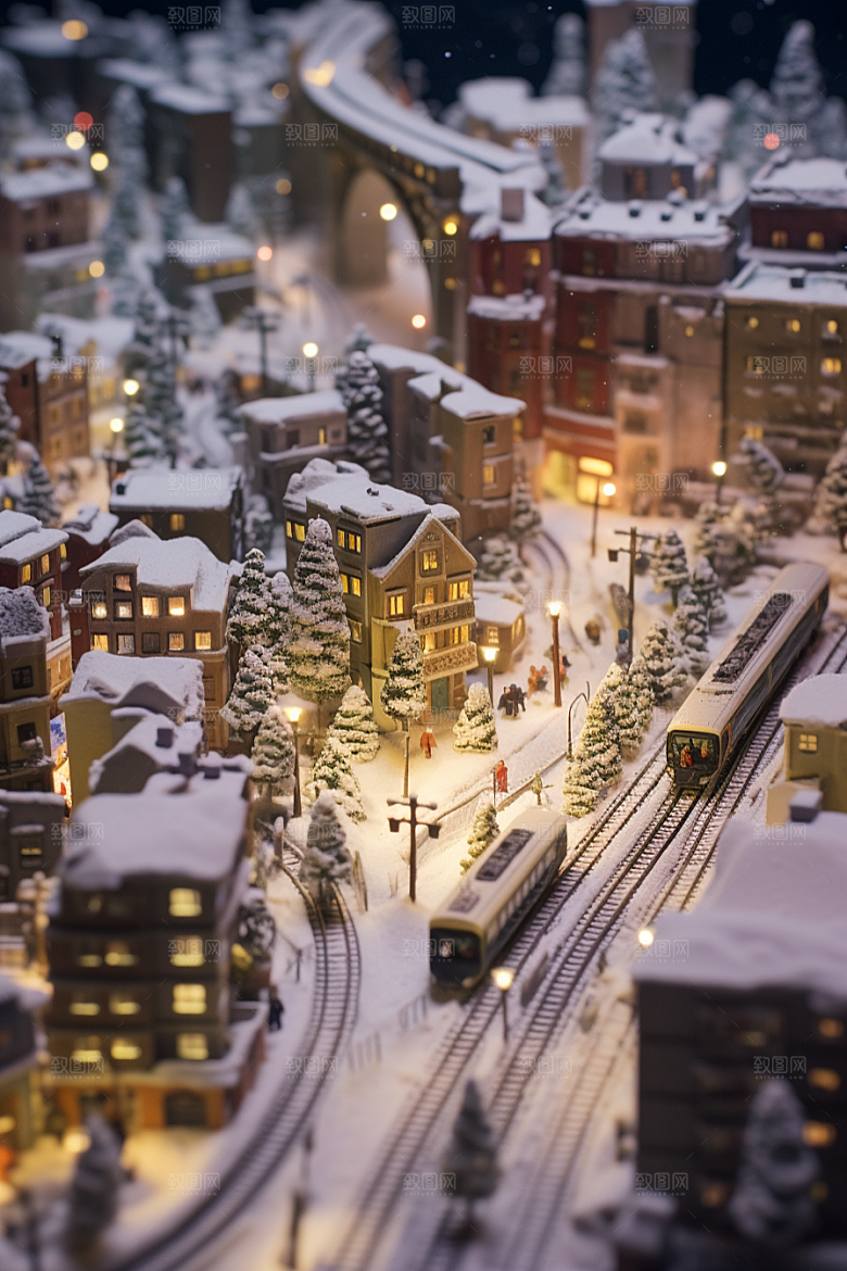 城市雪景雪夜高清原画