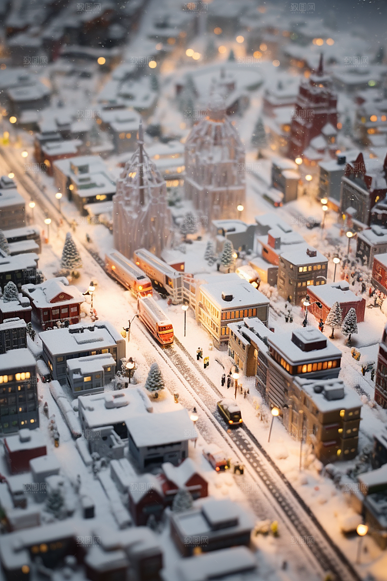 城市雪景下雪的都市高清原画