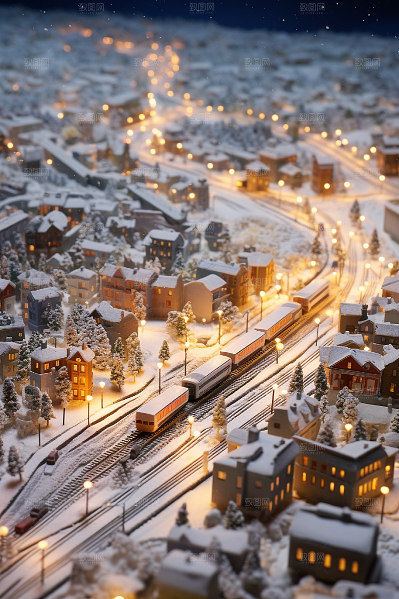 城市雪景下雪的都市雪夜原画