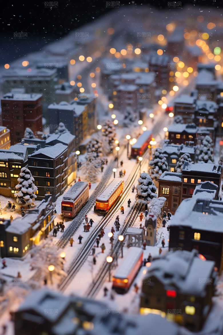 城市雪景静谧安静原画
