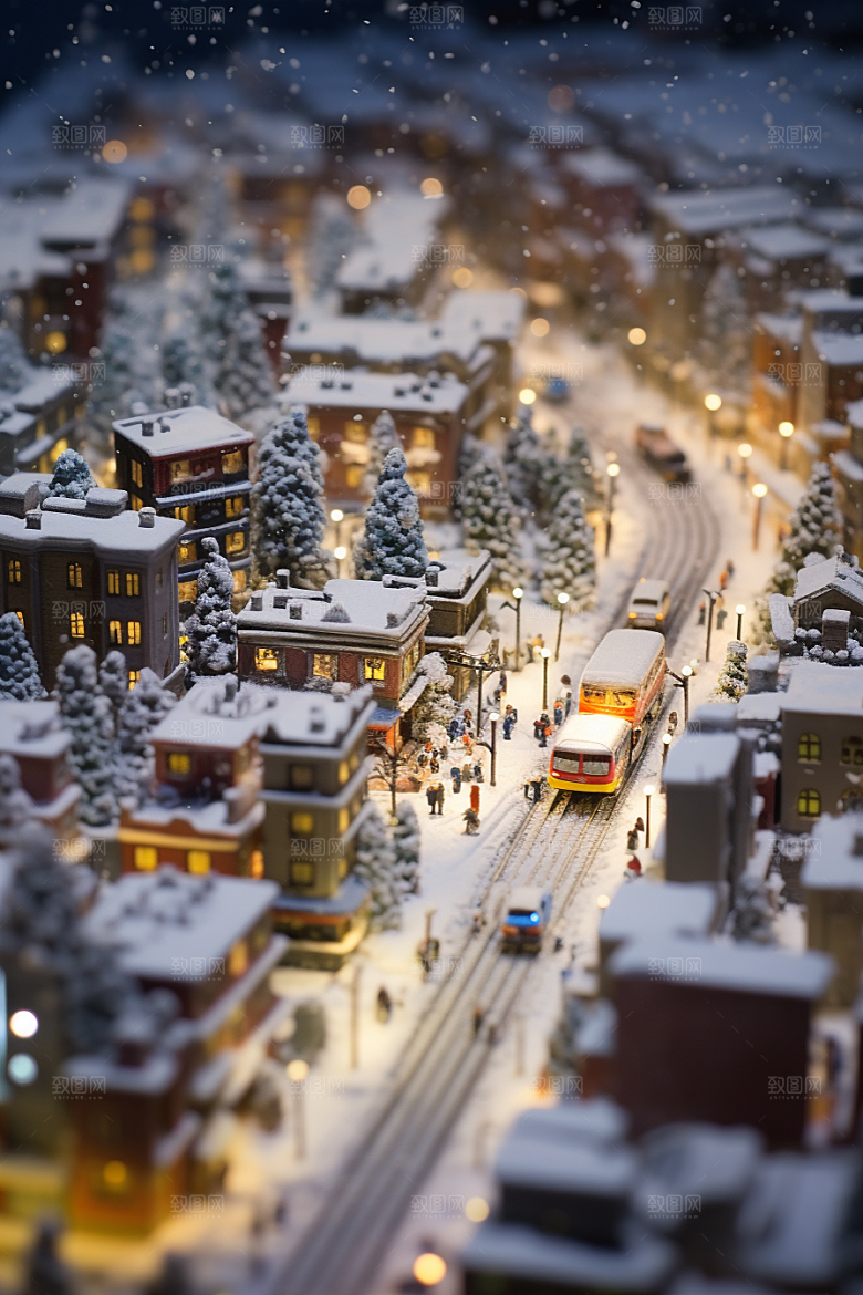 城市雪景高清城市街道原画