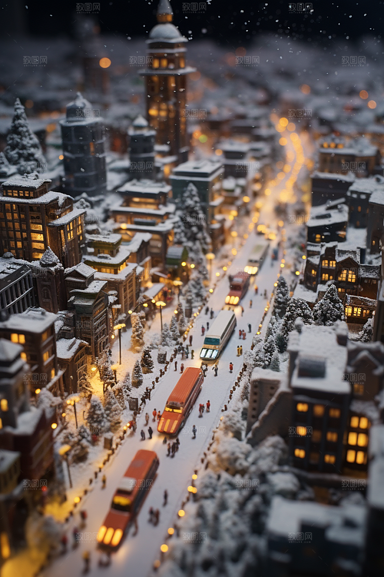 城市雪景安静下雪的都市原画