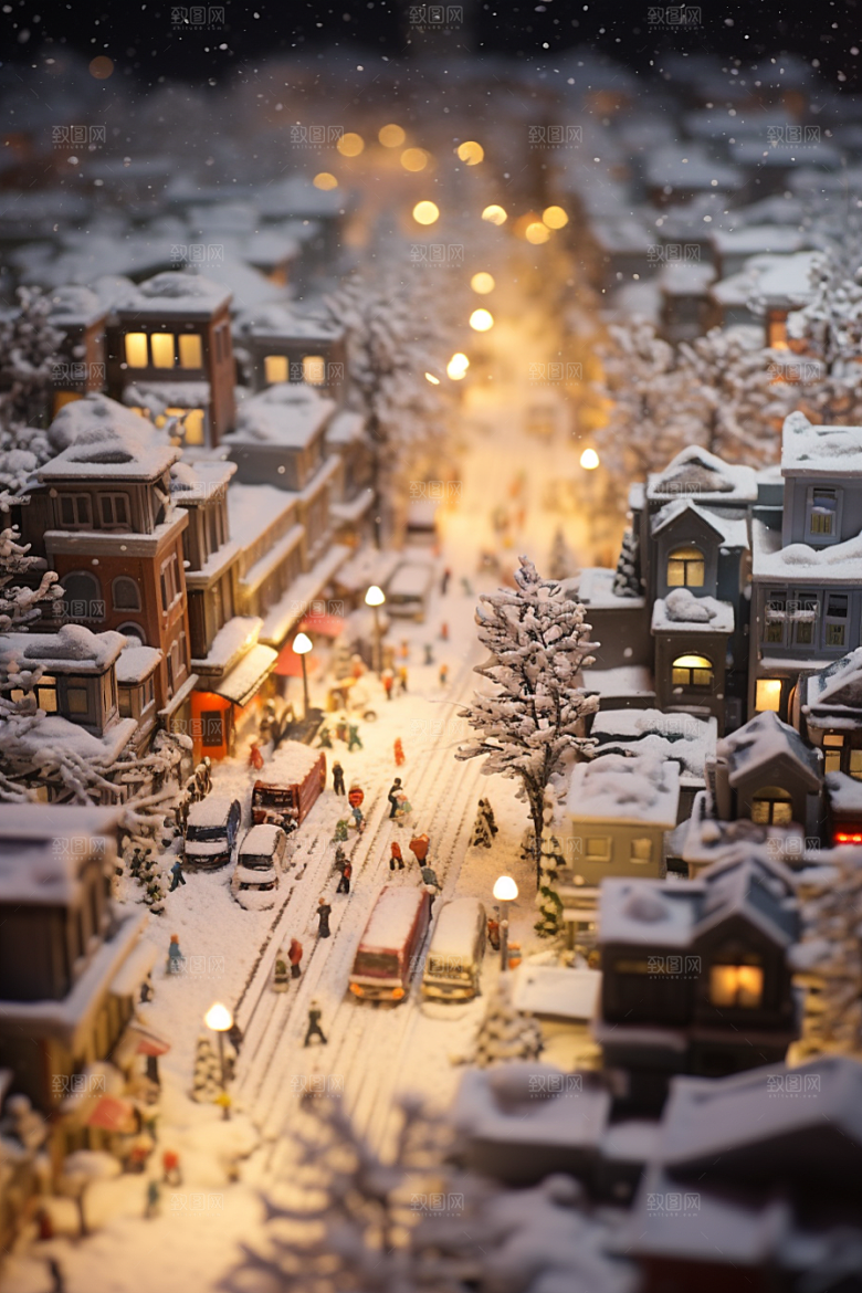 城市雪景高清下雪的都市原画