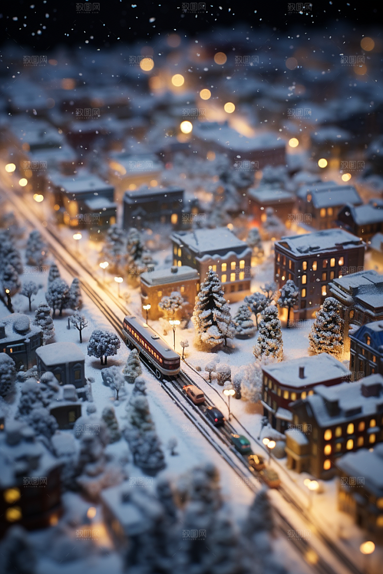 城市雪景高清雪夜原画