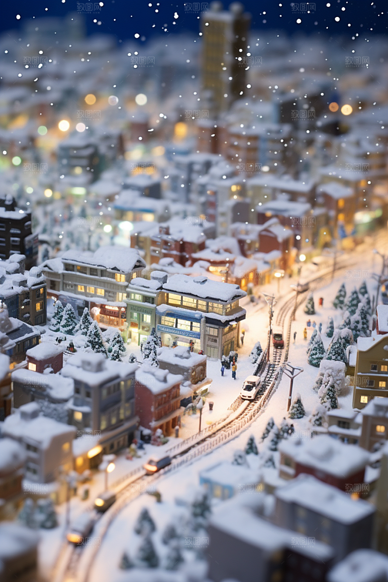 城市雪景静谧安静原画