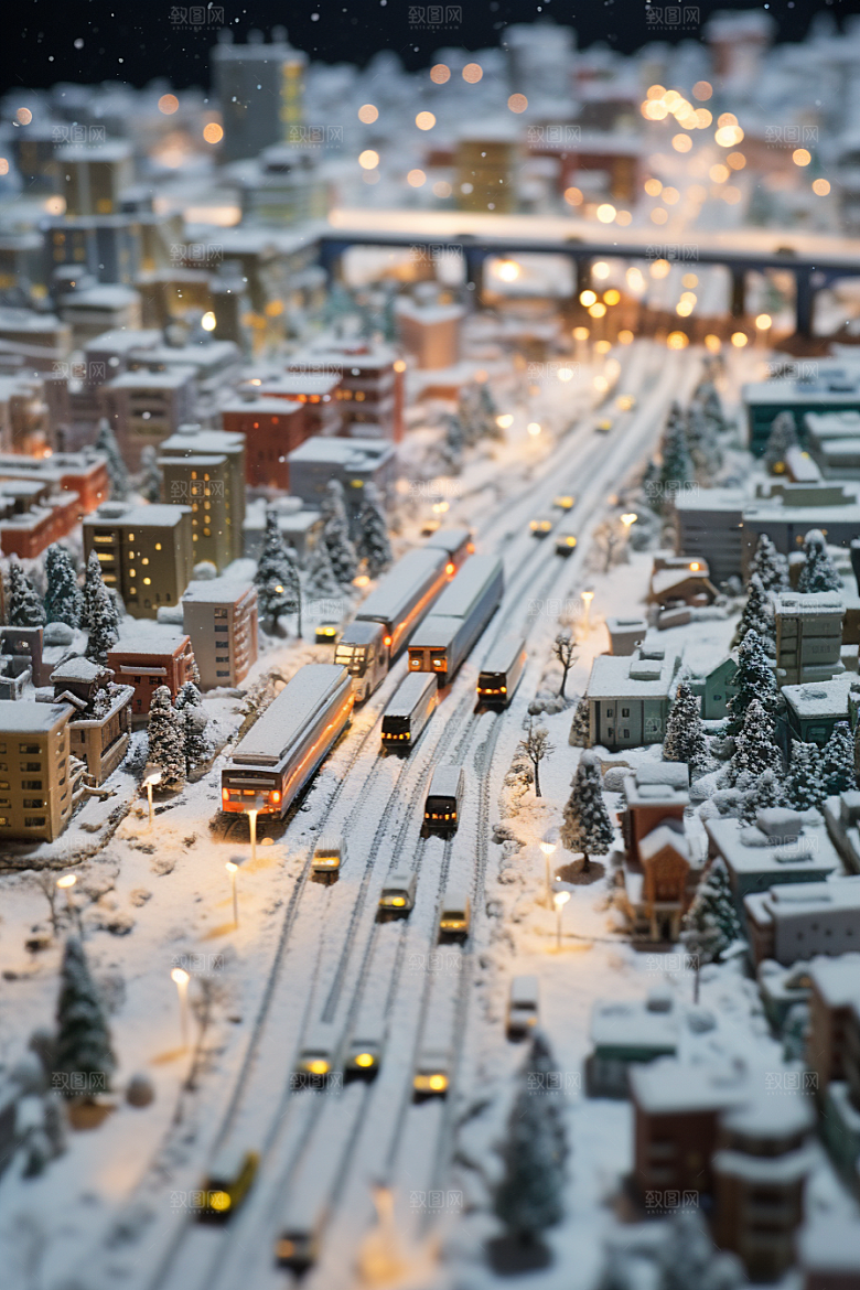 城市雪景静谧安静原画